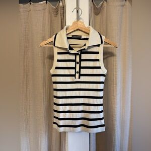 Mint Velvet Polo Striped Top- XS